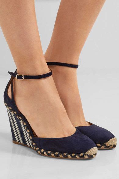 Aquazzura Cape Town Suede And Canvas Wedge Espadrilles Navy Wedge Espadrilles Espadrilles