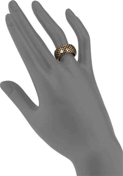 Gucci Diamantissima 18k Yellow Gold And Enamel Ring In Gold Black Gold