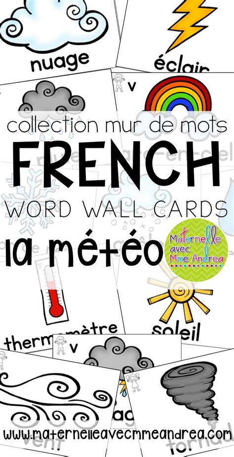 French Word Wall Cards With Pictures And Words