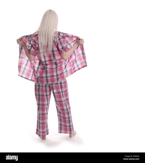 Cute Beautiful Young Blond Woman Taking Off Her Traditional Pajamas