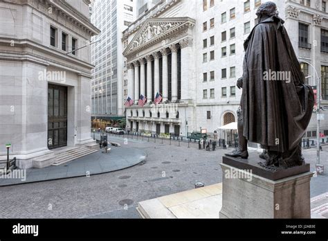 A View Of Wall Street From The Steps Of The Federal Hall On A Sunny Day