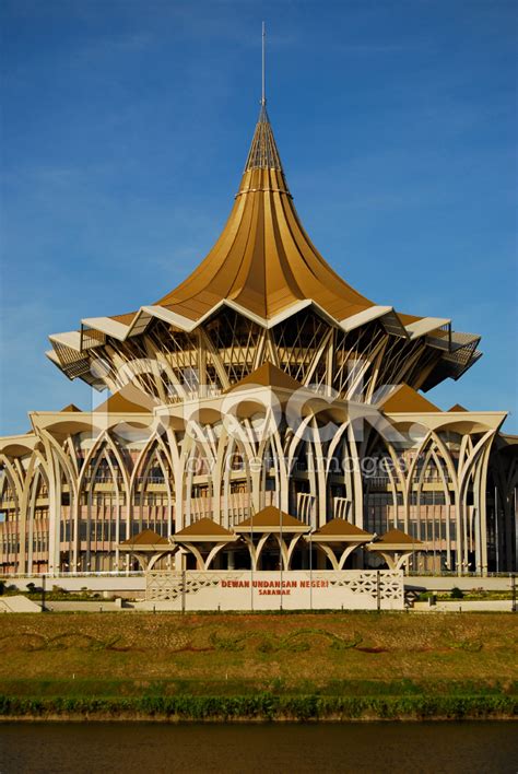 The distinctive payung (umbrella) roof of the. Sarawak State Legislative Assembly Building Stock Photos ...