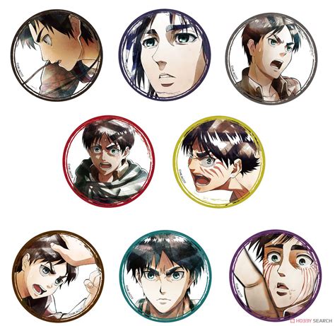 Attack On Titan Character Badge Collection Eren Art Pic Set Of 8