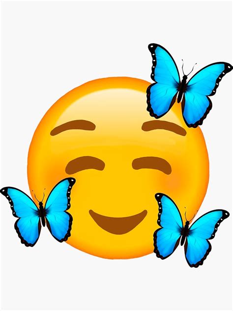 Butterfly Smiley Emoji Sticker For Sale By Laurenbasham Redbubble