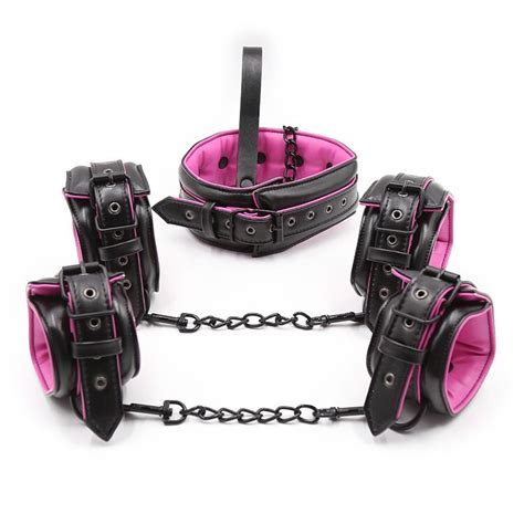 Products Sex Shop 3 Pcs Set Leather Adult Sex Toy Handcuffs Shackle Collar Sexy Sex Toys