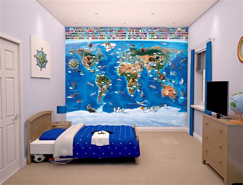 Map Of The World Bedroom Mural 10ft X 8ft Walltastic