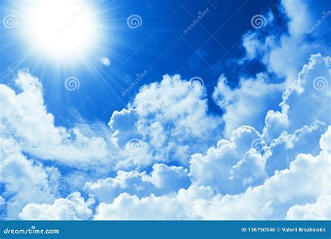 Beautiful Blue Sky White Cloud And Sunshine Religion Concept Heavenly