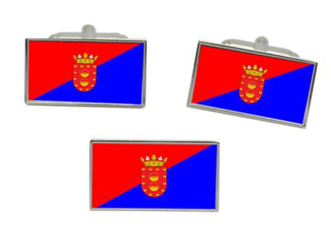 Lanzarote Spain Flag Cufflink And Tie Pin Set Ebay