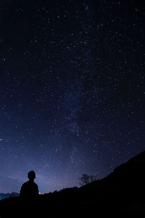 Download Wallpaper 800x1200 Silhouette Starry Sky Man Night Iphone