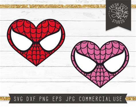 Valentine Svg Cut File Spider Heart Svg Superhero Valentine Etsy