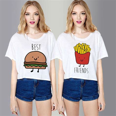 Sweet Crop Tops Women O Neck Best Friends Forever Printed T Shirts 2015