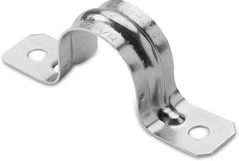 Ohlectric Two Hole Rigid Pipe Strap Sturdy Steel Strap Clamps Zinc Plated Steel Reinforced