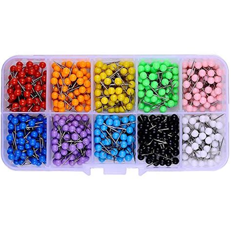 600 Pcs Multi Color Push Pins Map Tacks 18 Inch Round Head With