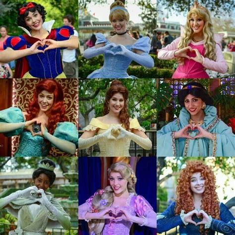 All The Disney Princesses Doing The Heart Shape With Their Hands Walt