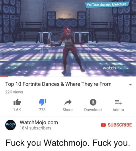 Youtube Channel Kreachure Watch Top 10 Fortnite Dances And Where Theyre