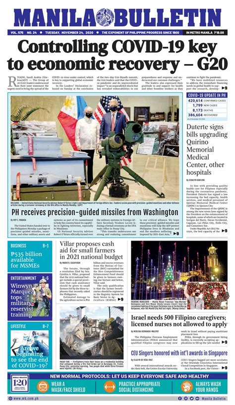 Manila Bulletin November 24 2020 Newspaper Get Your Digital Subscription