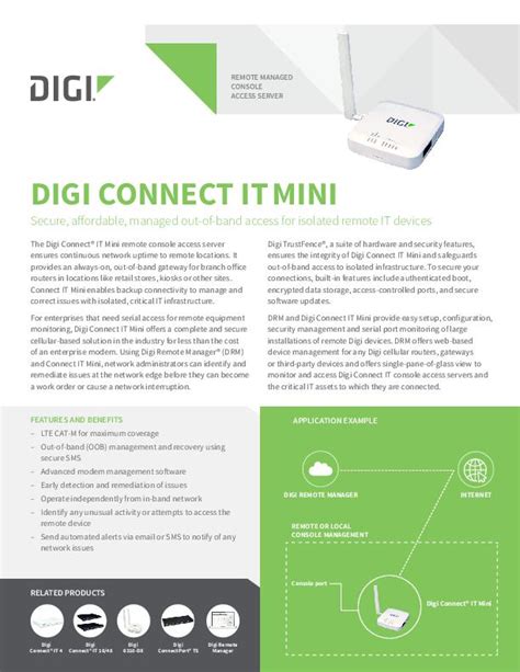 Digi Connect It Mini Console Server Secure Affordable Managed Out