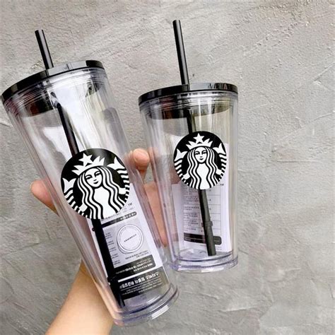Starbucks Cold Cup Clear Venti Tumbler Traveler With Green Straw Logo