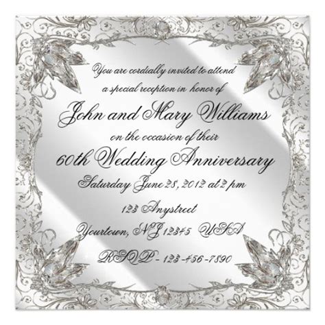 60th Wedding Anniversary Invitation Card