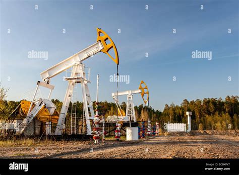 Oil Pump Rig Oil And Gas Production Oilfield Site Pump Jack Are