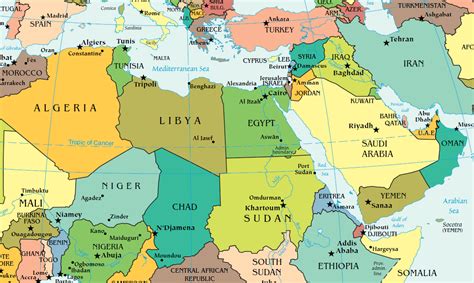 Map Of Northern Africa And Middle East Map Of Africa