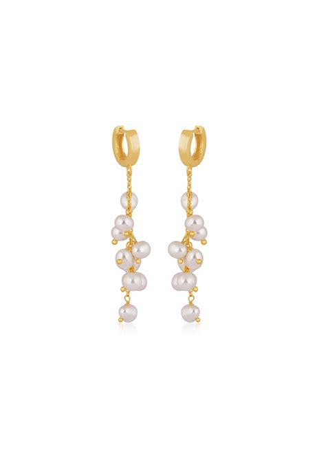Lola Knight Maree Mini Pearl Hoop Earrings 18ct Gold The White