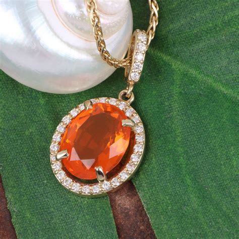 Must Have Beautiful Fire Opal Pendant In 14k Yellow Gold With Etsy