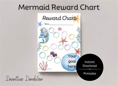 Girls Reward Chart Mermaid Reward Chart Printable Bubble Reward Chart