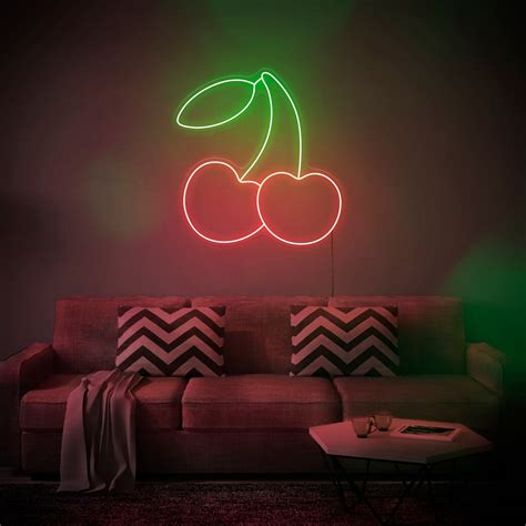 Cherry Led Neon Sign Wall Decor Wall Sign Neon Lights Etsy