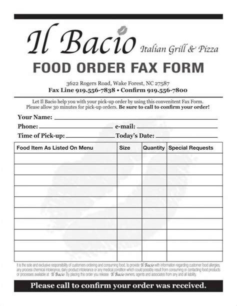 Free 17 Sample Food Order Templates In Pdf Ms Word Ms Excel
