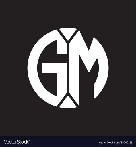 Gm Logo Monogram With Piece Circle Ribbon Style Vector Image
