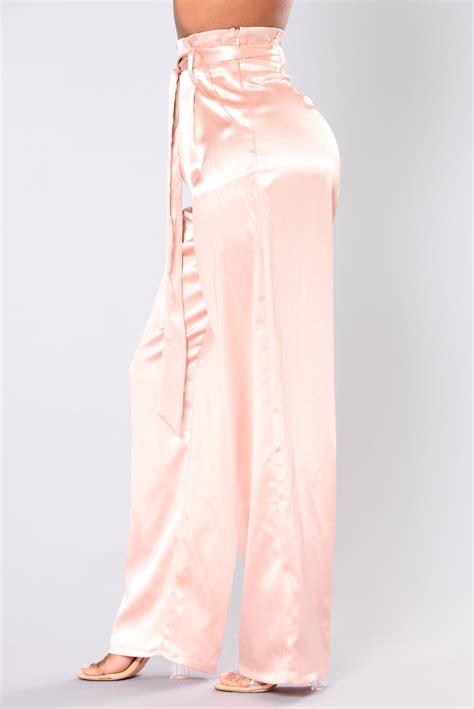 Calithia Wide Leg Satin Pants Blush