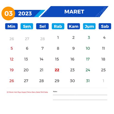 Kalender Maret 2023 Lengkap Dengan Tanggal Merah كالندر ماريت 2023