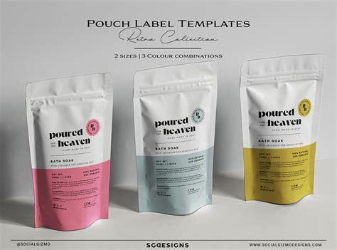 Retro Pouch Label Templates Editable Pouch Label Template Diy Retro