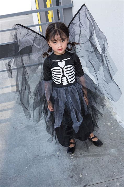 Kid Girls Halloween Black Dark Angel Costume Dress Child