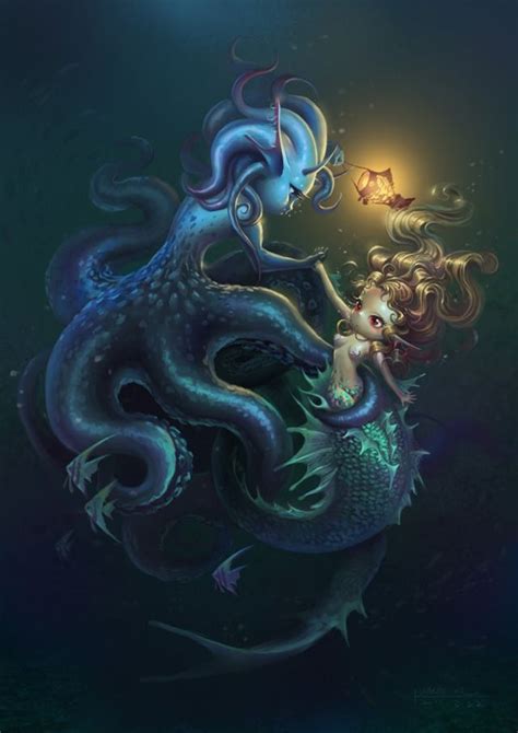 Octopus Mermaid 海底奇缘 Picture 2d Illustration Fantasy Octopus