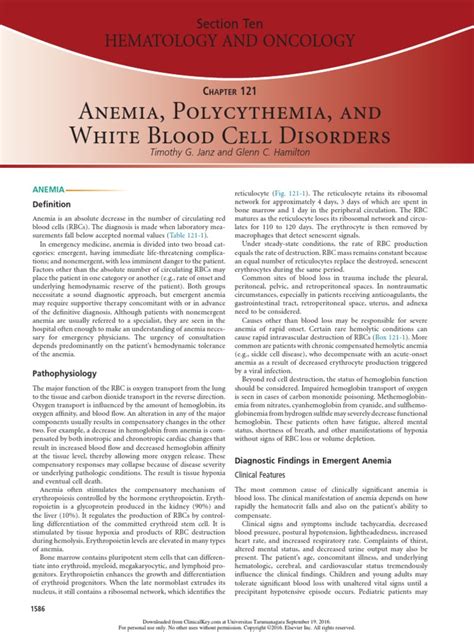Anemia Polycythemia And White Blood Cell Disorders Pdf Anemia