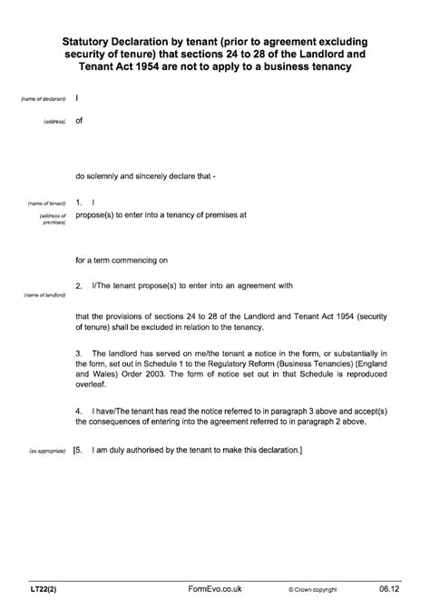5 laws of malaysia act 13 statutory declarations act 1960 an act to provide for the making (and taking) of statutory declarations and for purposes connected with it and incidental to it. LT22(2) Statutory Declaration by tenant (prior to ...