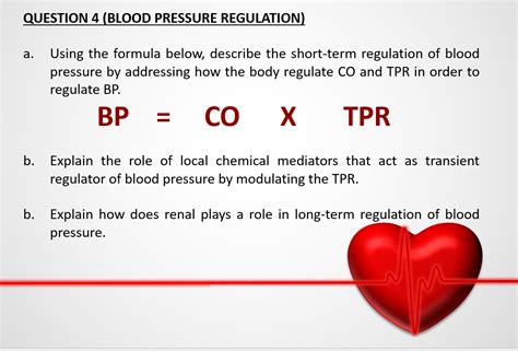 Solved Question 4 Blood Pressure Regulation A Using The