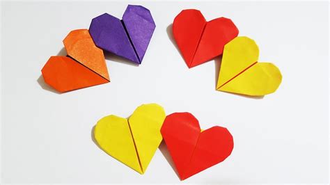 Origami Easy Double Heart In Different Color Origami Tutorial For