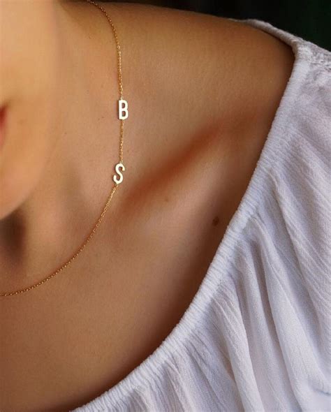 Gold Initial Necklace Initial Necklace Personalized Jewelry Etsy In