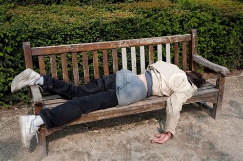 Homeless Unemployed Man Sleeping On Stock Image Colourbox