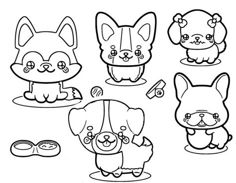 Coloriage Kawaii  Chiens 11