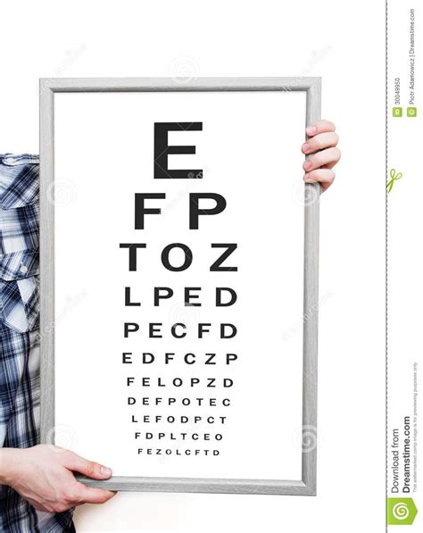 Man Showing Snellen Eye Exam Chart Stock Photo Image Of Medical