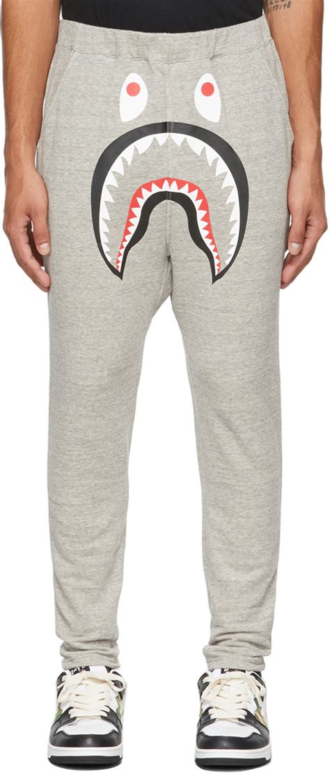 Bape Grey Shark Lounge Pants Ssense
