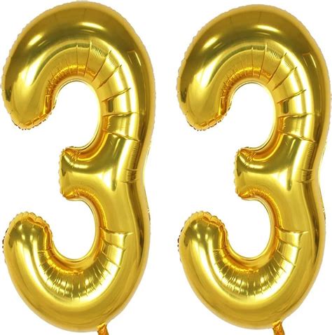 40inch Gold Foil 33 Helium Jumbo Digital Number Balloons 33th Birthday
