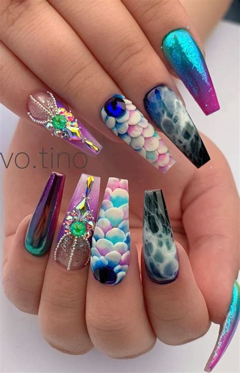 Bling Acrylic Coffin Nails Design With Rhenistones Charming And Pretty Mycozylive Com