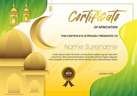 Islamic Certificate Template Docx Stationery Templates Islamic Art