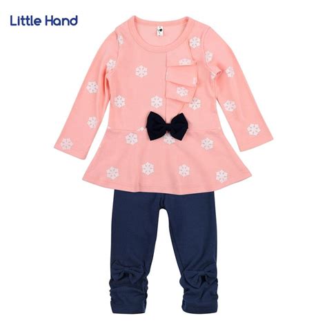 2pcs 1t~4t Baby Girl Clothes Sets Cotton Pink Snowflake Print Long