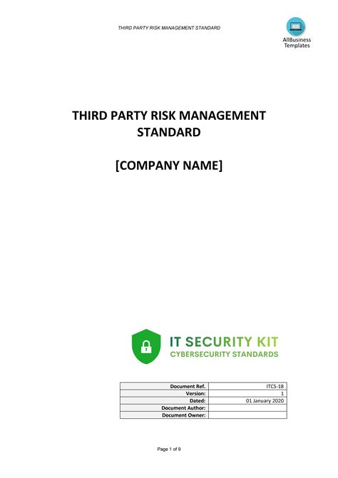 Third Party Risk Management Standard Templates At
